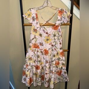 Lottie & Holly BOG Collective Blush Colored Floral Tiered Mini Dress.
